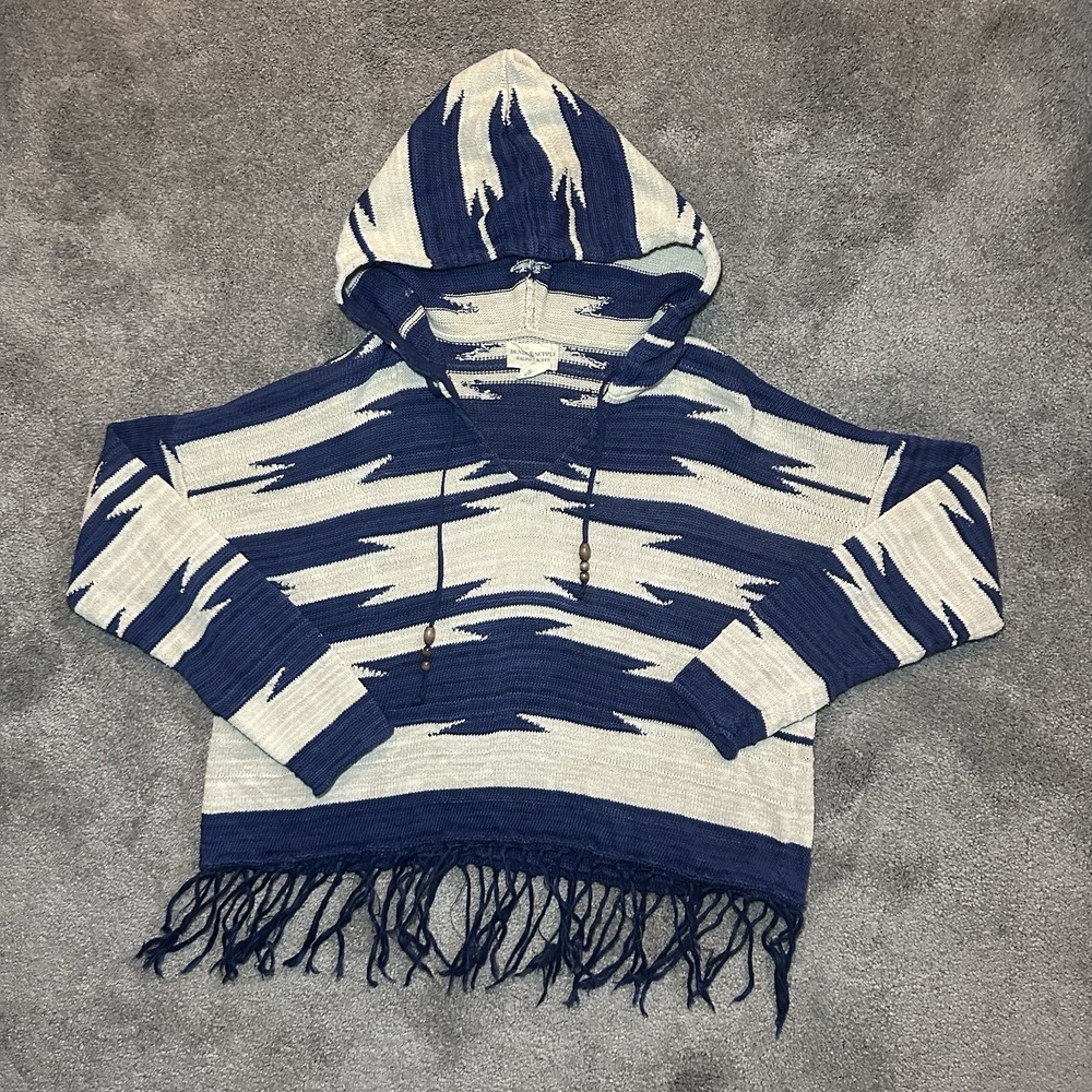 Denim & Supply Ralph Lauren Linen Silk Fringe Hooded Sweater Womens Large